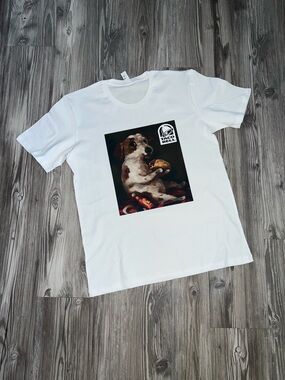 Funny Dog Eating Taco Graphic Tee in White